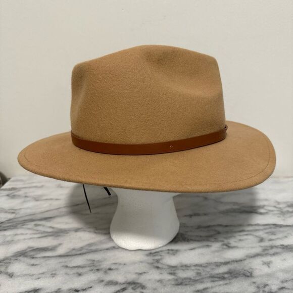 Anthropologie Tan Fedora Hat with Brown leather Band One size - Picture 6 of 12